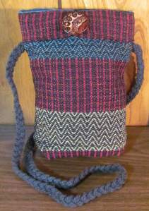 Handwoven tribal bucket bag woven in evenpoint twill