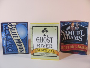 Handbound books made from recycled beer cartons
